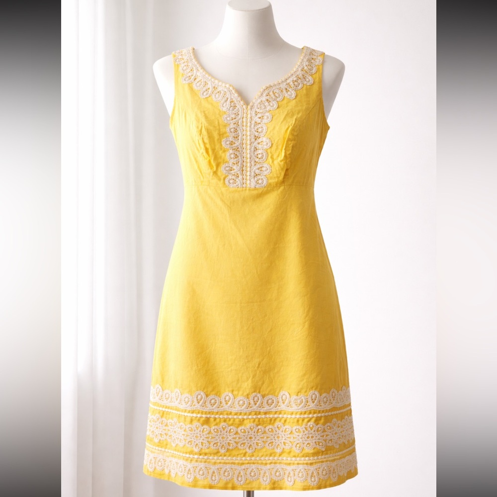 Lilly Pulitzer Yellow Dress with White Lace